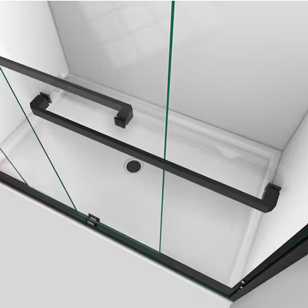 Encore 56 in. to 60 in. W x 76 in. H Sliding Semi Frameless Shower Door in Matte Black